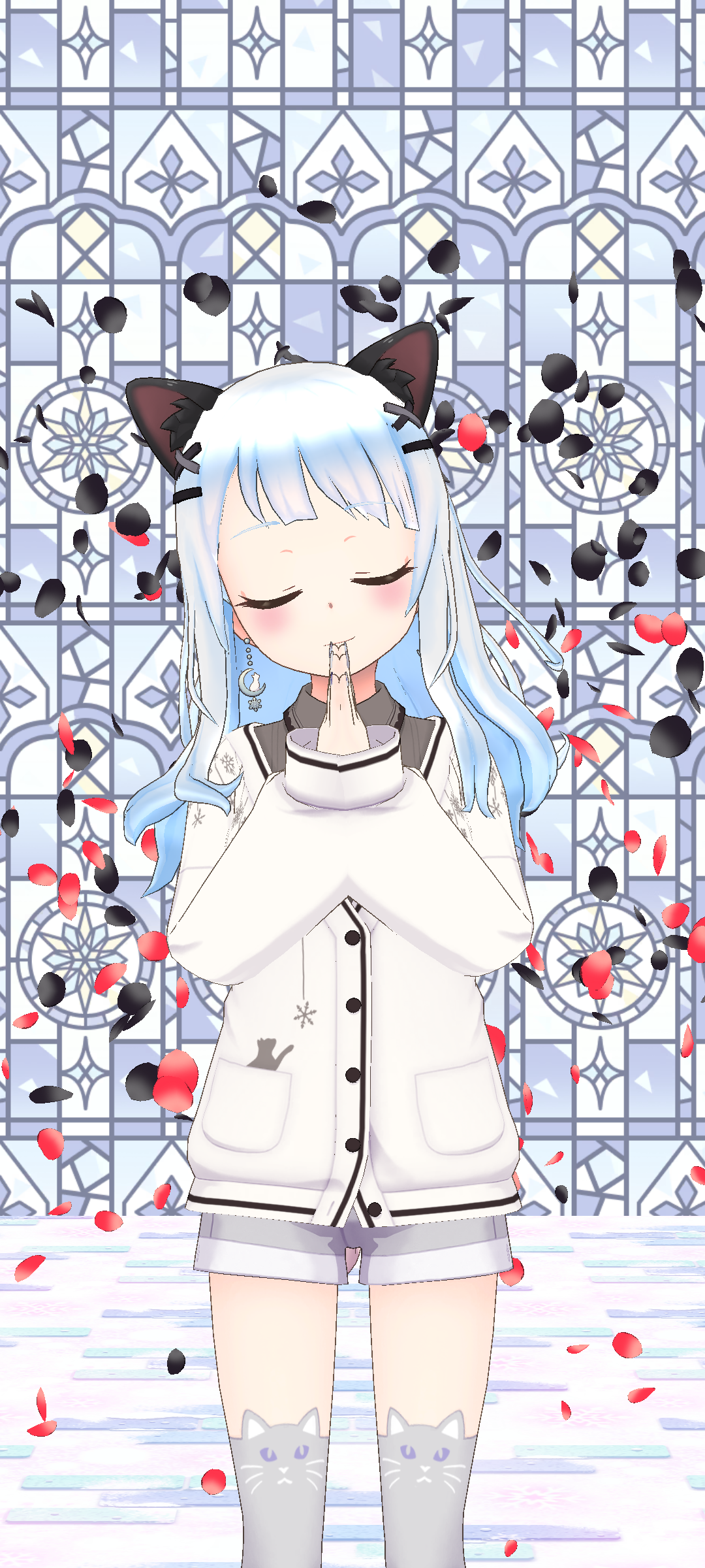 和傘を手にたたずむ結希さん